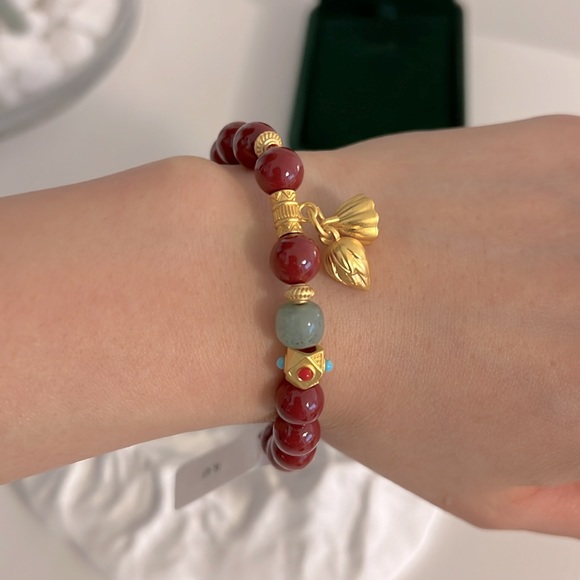 Gender Neutral Cinnabar with Jade Bracelet - Picture 3 of 5